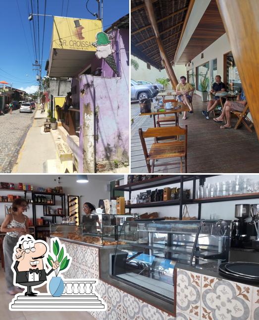 A exterior e interior do restaurante