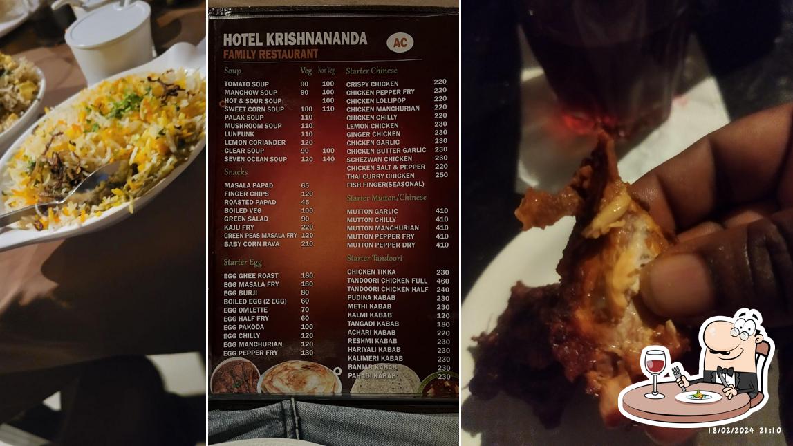 Meals at Krishnananda Bar & Family restaurant