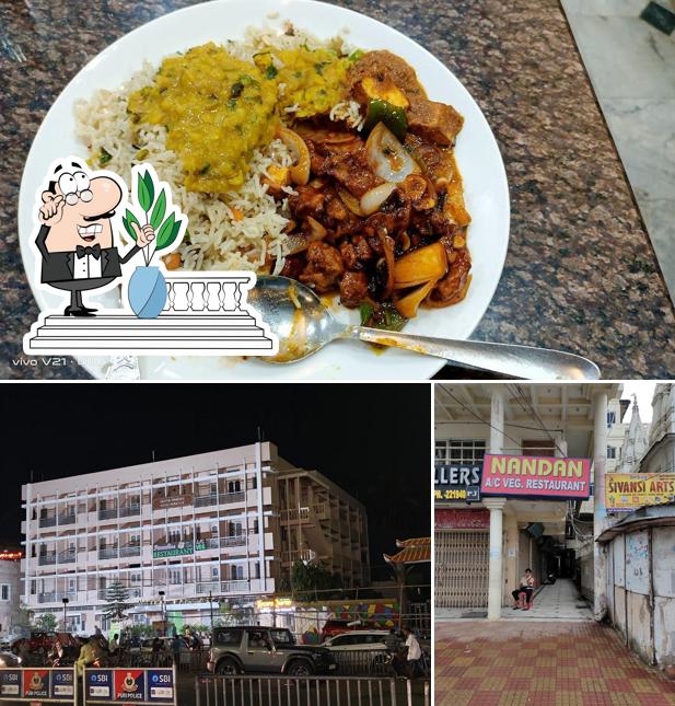 The photo of exterior and food at Nandan A/C Veg Restaurant