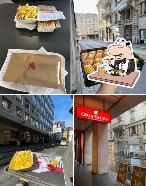 Questa è la immagine che presenta la cibo e esterno di Giga Tacos Bex