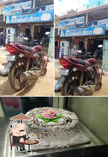This is the image showing exterior and cake at Manjunatha Banglore Bakery