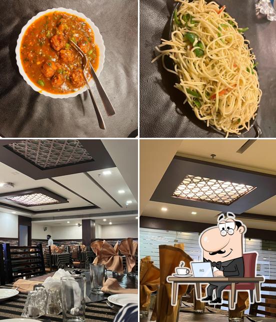 Among various things one can find interior and food at Flavours