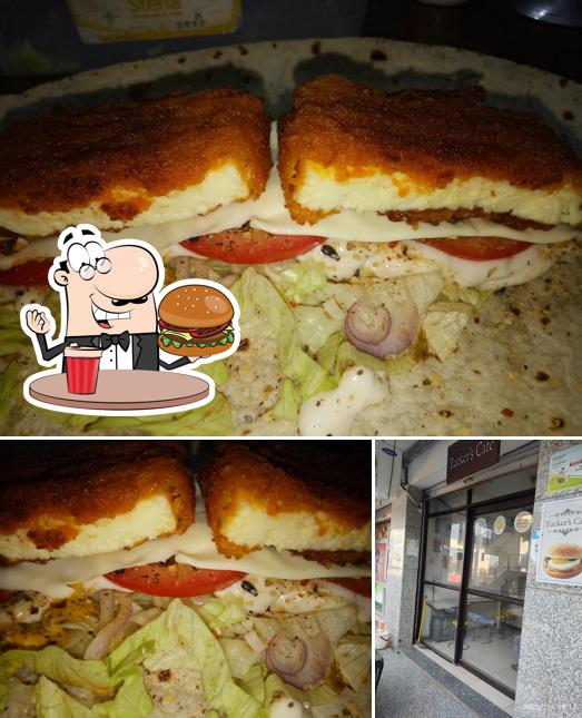 Try out a burger at Tucker's Cafe