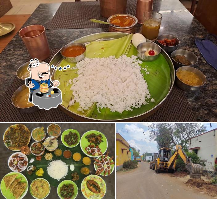 The picture of food and exterior at Madurai Mess