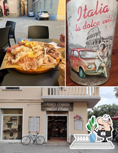 Puoi goderti l'aria fresca da seduto all'esterno di I Porci Comodi