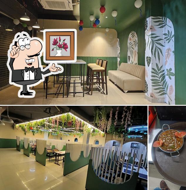The image of interior and food at Suchitra Grand Family Restaurant