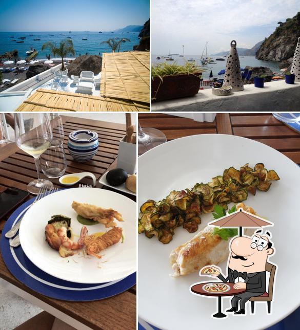 Dai un’occhiata alla immagine che presenta la esterno e cibo di Le Sirene