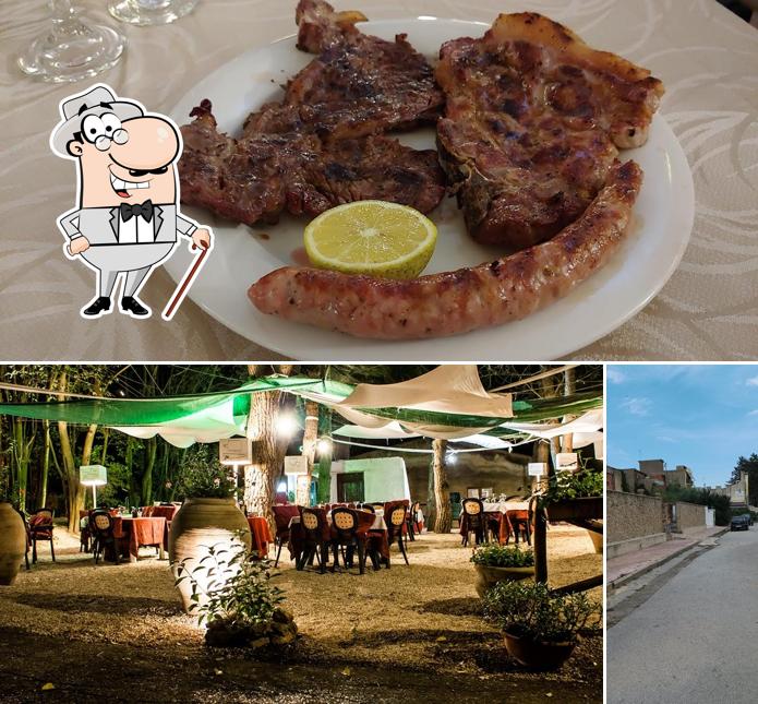 La esterno e cibo del ristorante