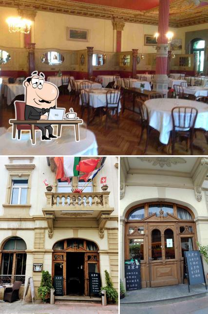 La interni e lavagna del ristorante