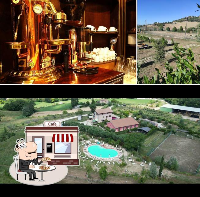 La esterno e cibo del ristorante