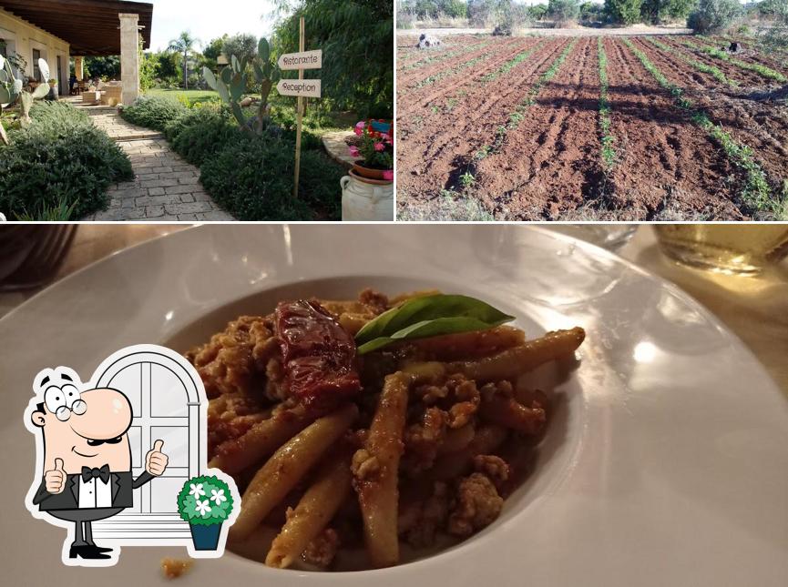 La esterno e cibo del ristorante