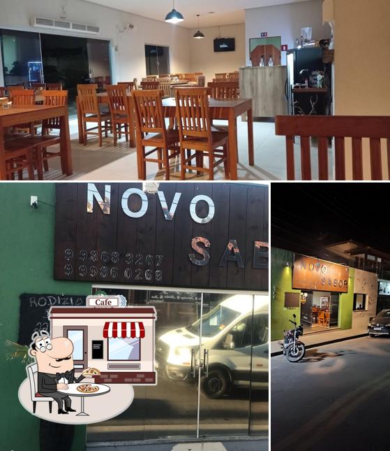 O exterior do Pizzaria Novo Sabor