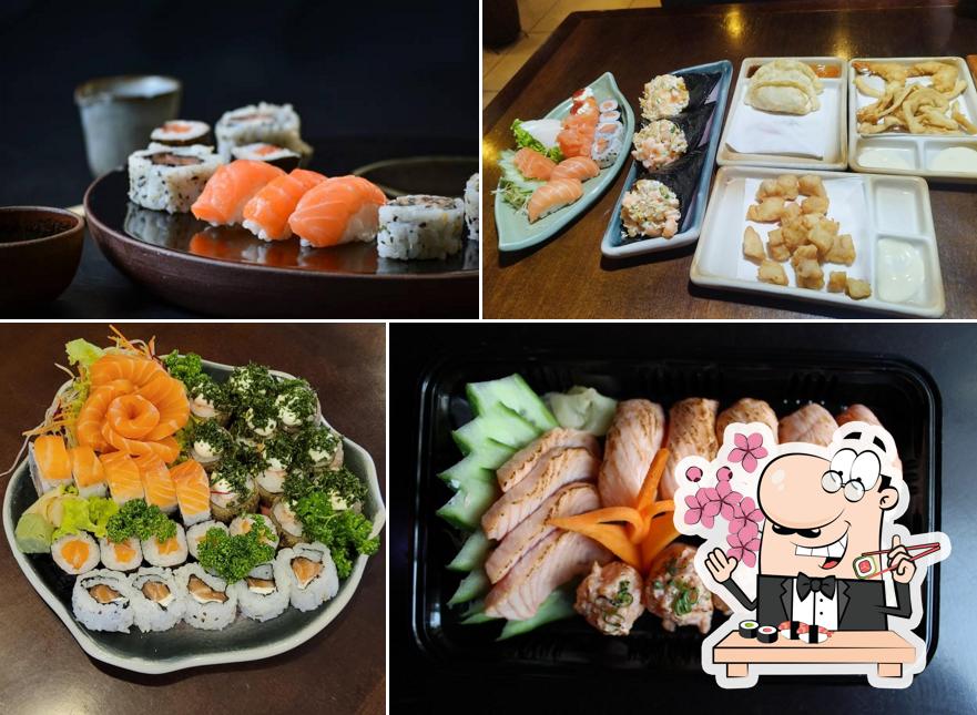 Rolos de sushi são oferecidos por Kasato Sushi