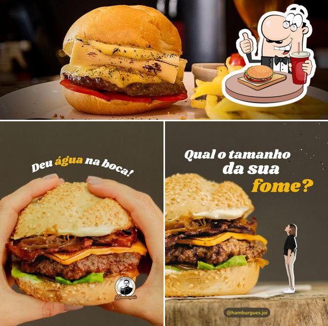 Delicie-se com um hambúrguer no Hamburguês