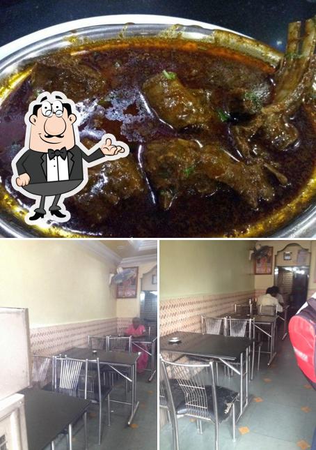 The restaurant's interior and food