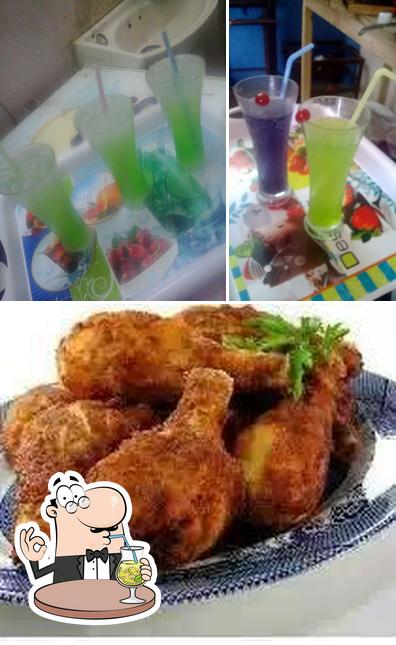 Check out the picture showing drink and meat at Spicy Food Zone-sfz