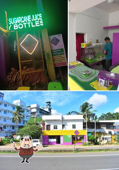 Among different things one can find food and exterior at Tiabi Sugarcane Juice Hut