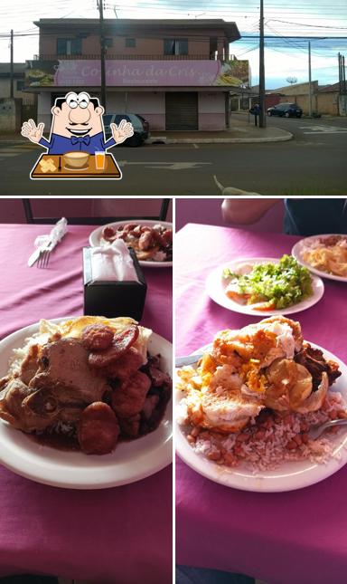 Esta é a ilustração ilustrando comida e exterior no Restaurante Cozinha da Cris