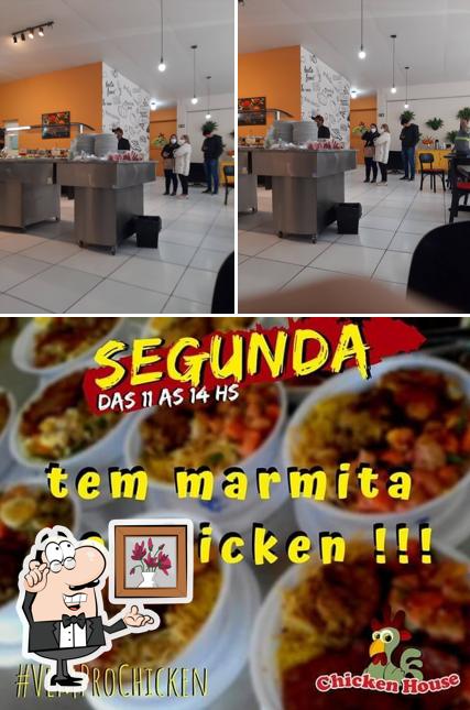 A interior e comida do restaurante