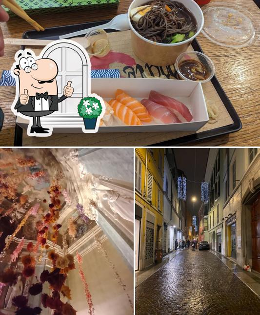 Tra le diverse cose da Noodles&Sushi si possono trovare la esterno e cibo