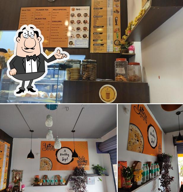 Take a seat at one of the tables at Tea Bench Hosur