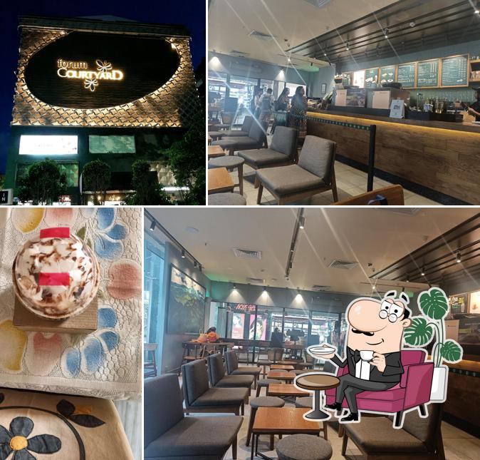 The interior of Starbucks The interior of Starbucks