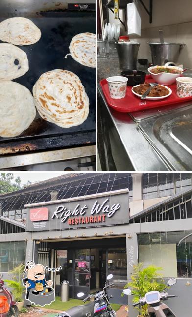 Take a look at the picture displaying food and exterior at Rightway Restaurant Karuvannur
