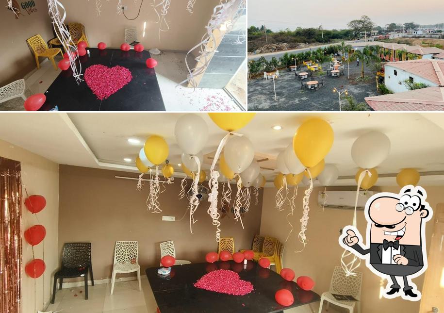 The restaurant's interior and food