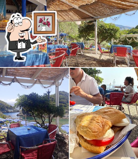 Questa è la foto che mostra la interni e cibo di Solarium Il Gozzo