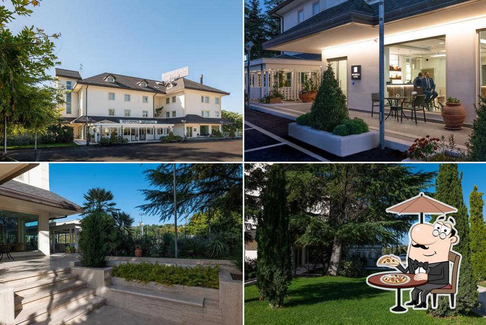 Puoi goderti l'aria fresca da seduto all'esterno di Mirabella Hotel Ristorante