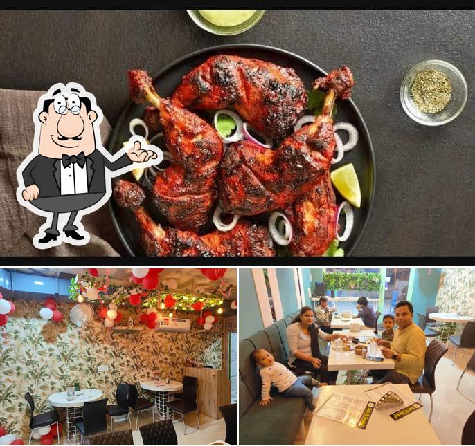 The restaurant's interior and food