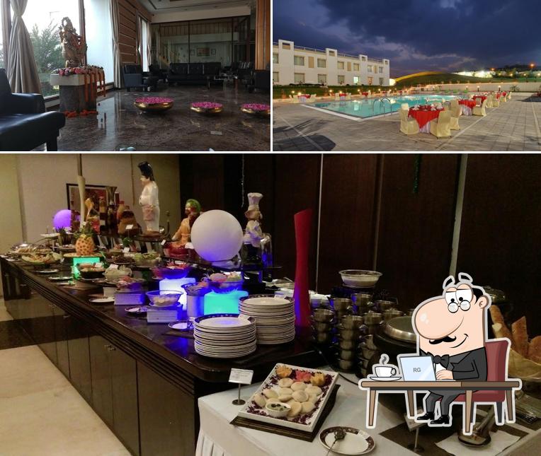 Among different things one can find interior and food at Inder Residency Resort & Spa Udaipur