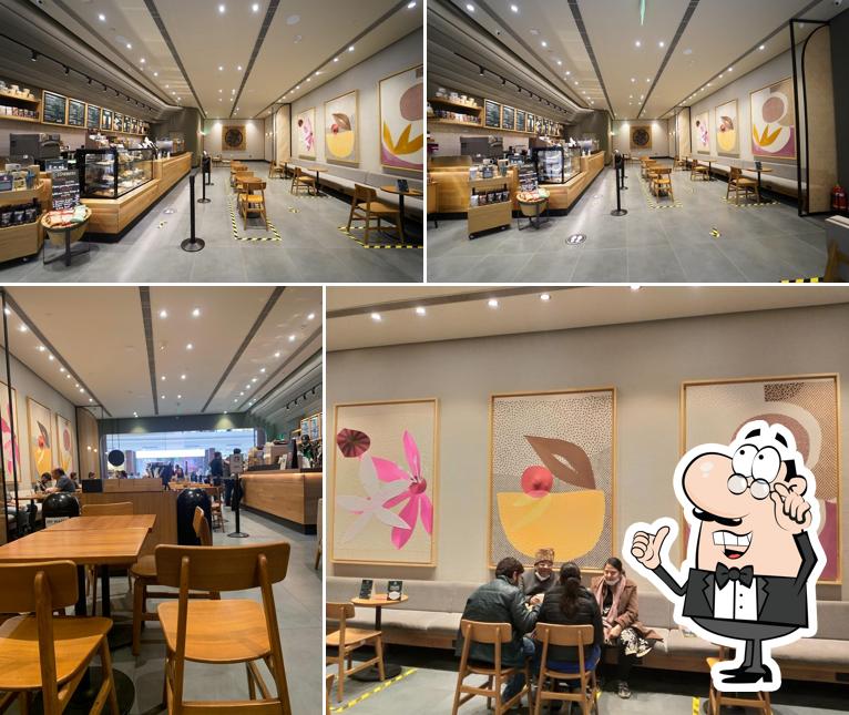 The interior of Starbucks Coffee