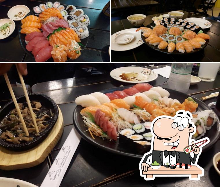 Rolos de sushi são oferecidos por Kisetsu Sushi