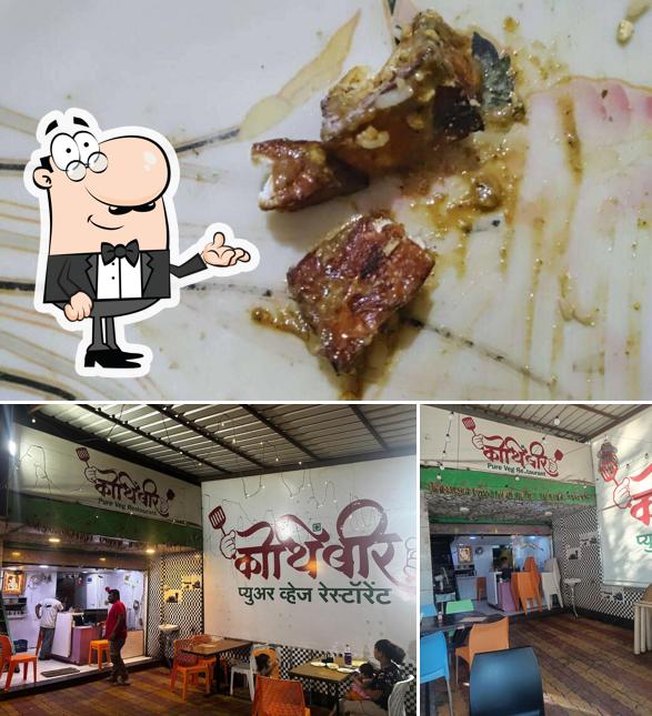 Check out the picture showing interior and food at Kothimbir pure veg restaurant