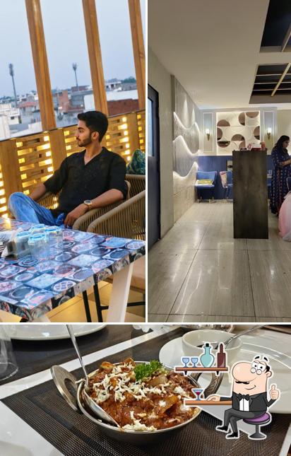 The restaurant's interior and food