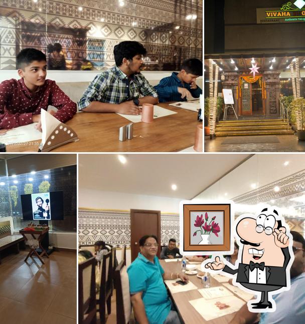 Take a seat at one of the tables at Vivaha Bhojanambu