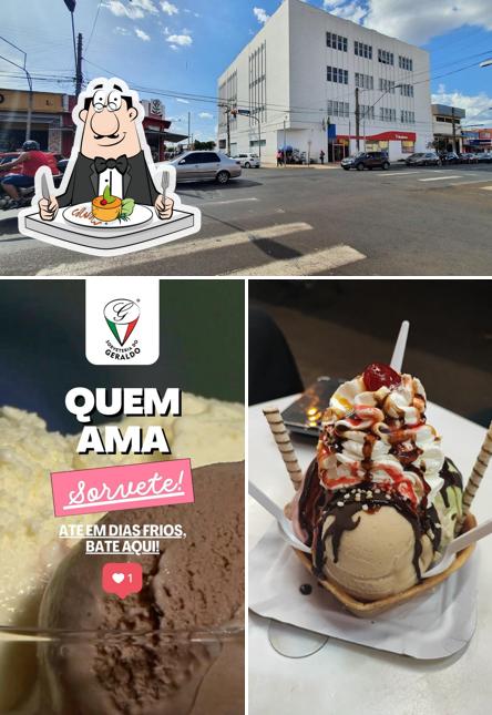 A imagem da comida e exterior no Sorveteria do Geraldo