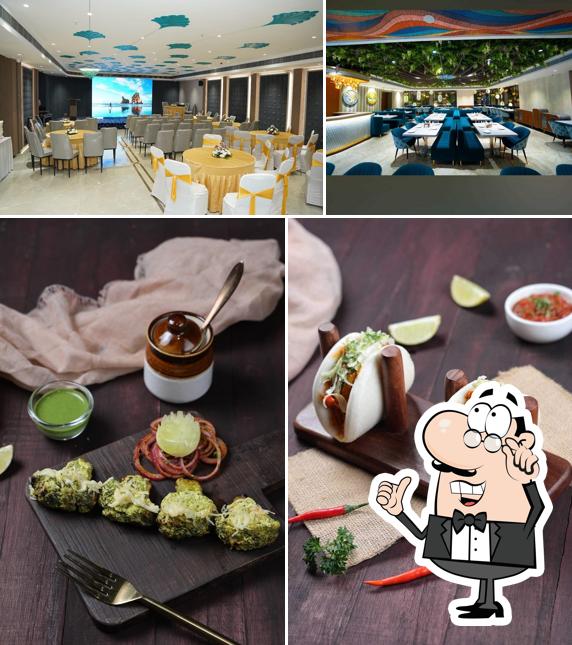 The restaurant's interior and food