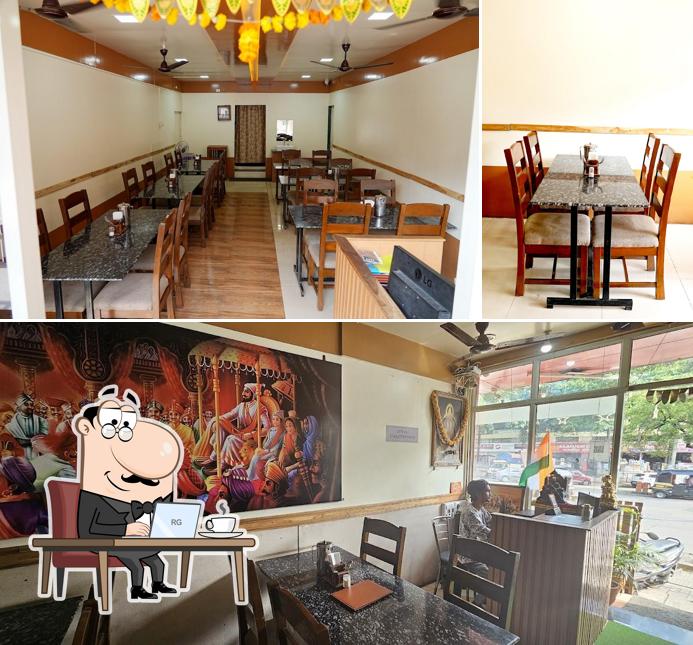 The interior of Hotel Maharashtra Darbar