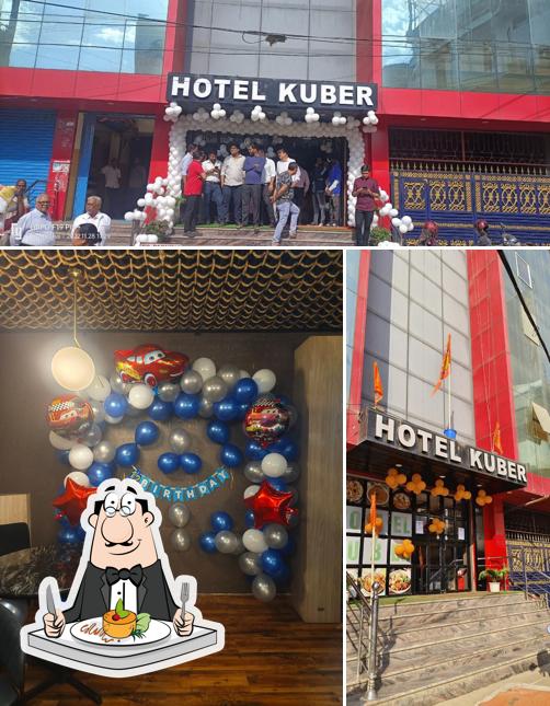 This is the picture displaying food and exterior at Hotel Kuber