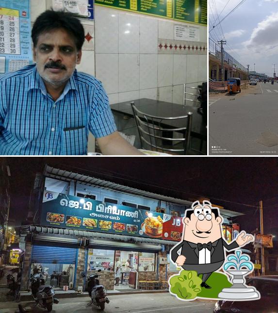 Among various things one can find exterior and interior at JB Brriyani A/c