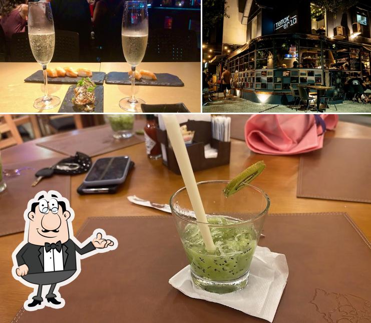 A ilustração da interior e mesa de jantar a Temakeria - Ipanema