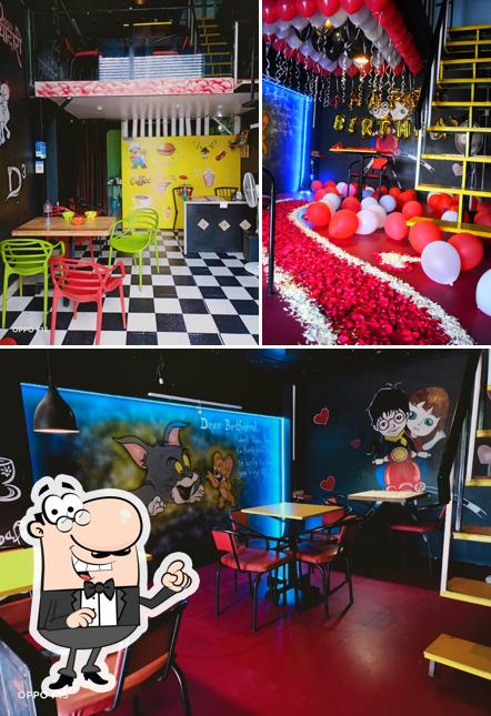 The restaurant's interior and food