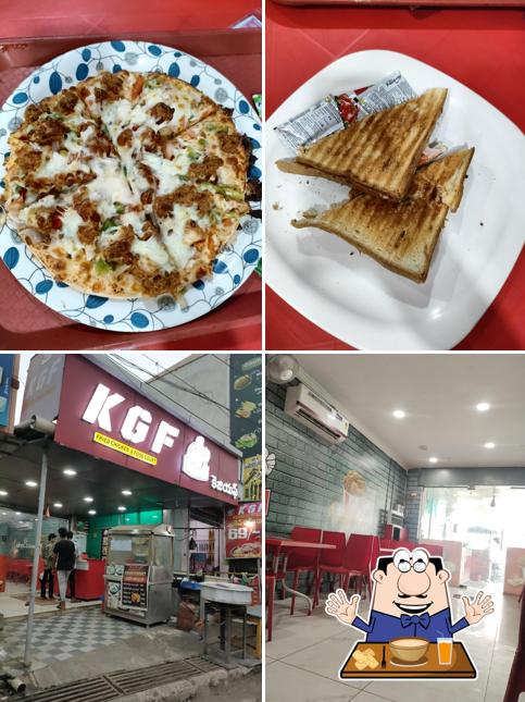 The image of food and interior at K G F fried chicken & food court