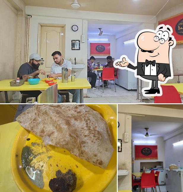 The restaurant's interior and food