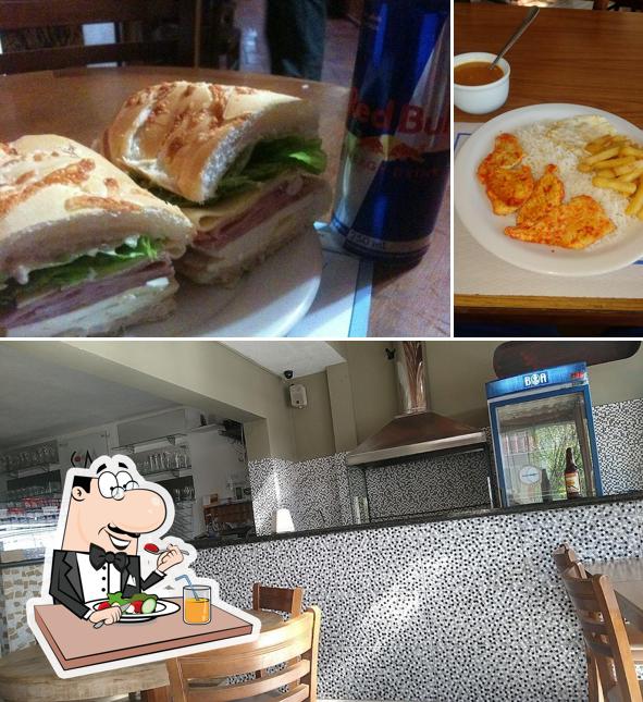 A ilustração do SA Espaço Bar Café’s comida e interior