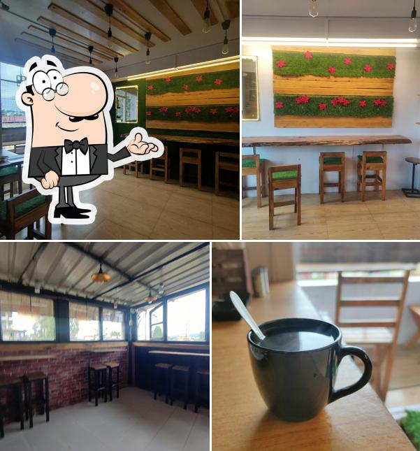 Take a seat at one of the tables at The Red Brick Cafe