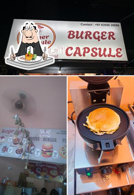 This is the image depicting food and exterior at Burger Capsule