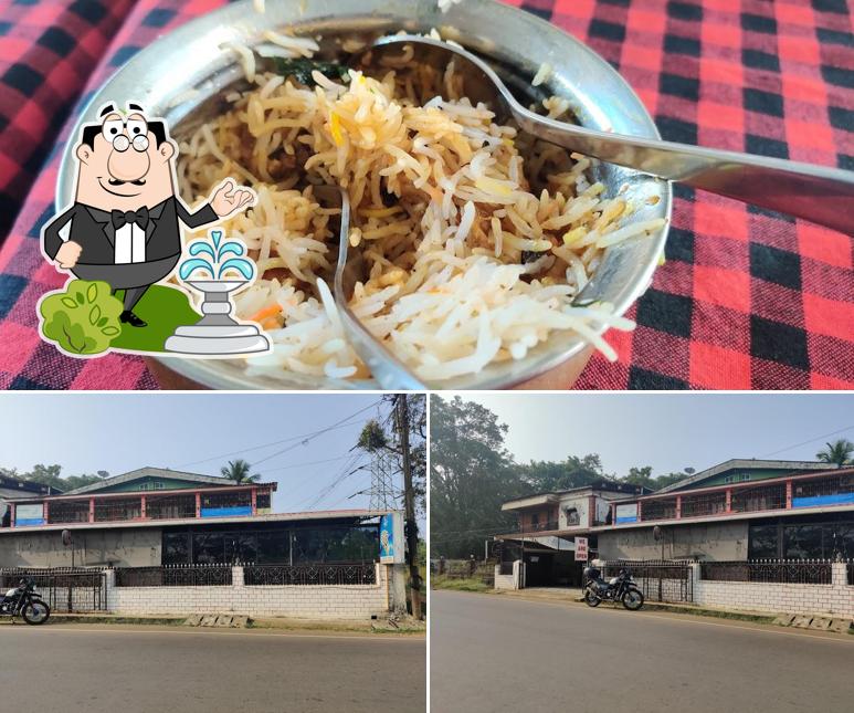 The picture of exterior and food at Mom's kitchen